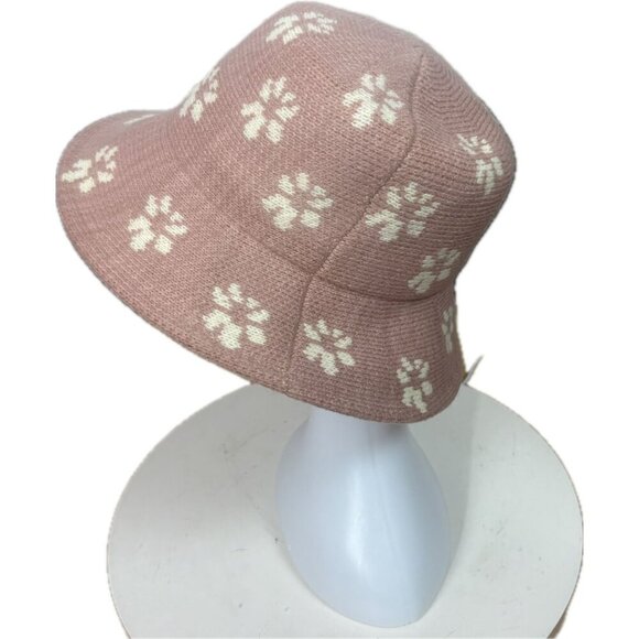 San Diego Hat Co. Dusty Rose Floral Detail Wool Blend Machine Knit Bucket Hat - Picture 3 of 6